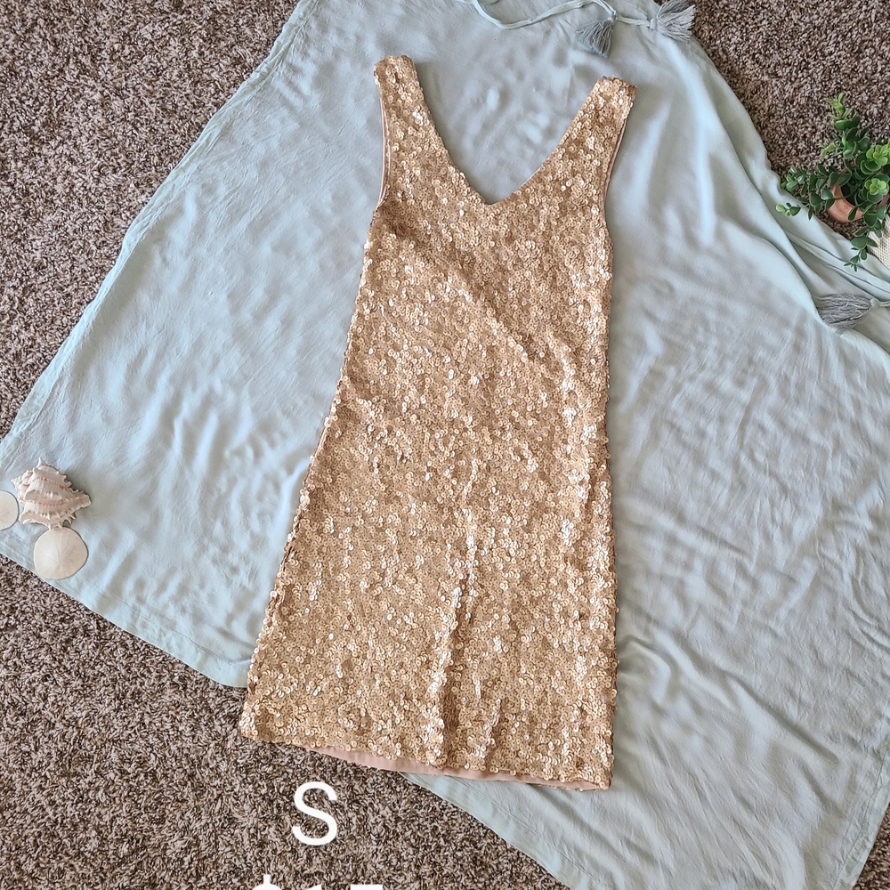 Jcpenny Gold Sequin Dress